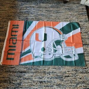 Miami Hurricanes Flag Banner New 3x5 Feet Extra Large Mancave‎ Garage Tailgate